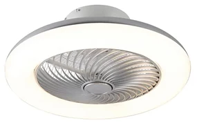 Plafondventilator met lamp zilver incl. LED met afstandsbediening - Clima Design rond Binnenverlichting Lamp