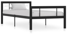 vidaXL Bedframe metaal zwart en wit 100x200 cm