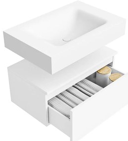 Zaro Alan badmeubel 70cm talc 1 lade met vrijhangende wastafel cloud midden 1 kraangat talc