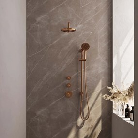 Brauer Copper Edition complete inbouw regendouche met 3 standen handdouche, gebogen wandarm, glijstang en hoofddouche 20cm set 21 koper geborsteld PVD