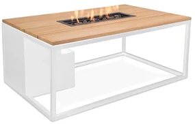 Cosi Fires Cosiloft lounge vuurtafel 120 cm wit - teak top