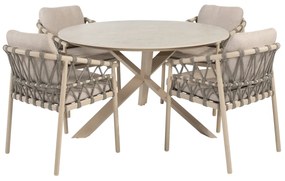 Taste by 4 Seasons Piacenza tuinset met Prado tafel 130 cm keramiek Tuinstoel   beige weerbestendig