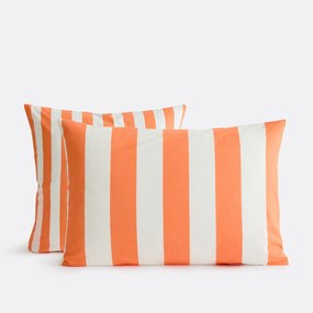 Katoenen kussensloop, streepjesprint, HENDAYE ORANGE
