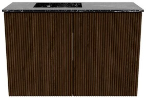Mondiaz Joya DLux 60cm toiletmeubel walnut met wastafel faye links zonder kraangat lava