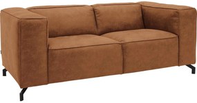 Goossens Bank Calvin cognac, micro leer, 2-zits, modern design