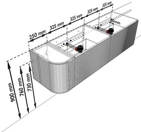 Mondiaz Kurve 155cm badmeubel ronding links shadow met 2 lades en 1 deur en wastafel cloud dubbel/rechts zonder kraangat urban