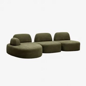 Linker Modulaire Chaise Longue Bank Van 3 Delen Bekleed Giorgia Stof Leger Groen - Sklum