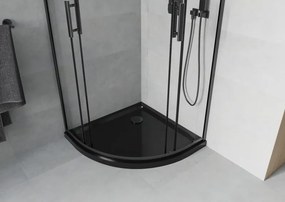 Mexen Rio halve ronde douchecabine 80 x 80 cm, transparant, zwart + Flat douchebak, zwart - 863-080-080-70-00-4170B