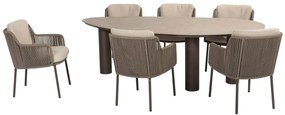 4 Seasons Outdoor Bernini tuinset terre met Arizona tafel met kiezelvormig blad 240 cm Tuinset   bruin weerbestendig