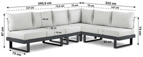 Hoek loungeset 6 personen Aluminium Grijs  Lifestyle Garden Furniture Lorenzo