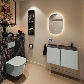 Mondiaz Ture DLux toiletmeubel 80cm greey met wastafel lava links met kraangat