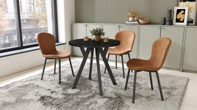 ALMO 80 Mat Zwart / zwarte poten – ronde tafel met Y-poten, loft/industrieel voor keuken, woonkamer en eetkamer