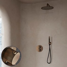 Saniclear Antique Stripes Pro inbouw regendouche rond met 20cm hoofddouche en muurarm verouderd messing