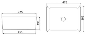 Kerra KR 182 keramische waskom 47x36cm zwart/goud