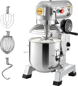 VEVOR Standmixer, 14L kominhoud, 3 snelheden, klopper, deeghaak, draadkabel, roestvrijstalen kom, 500W, zilver, timerfunctie