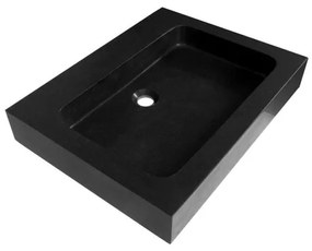 BRAUER black Spirit Meubelwastafel - 60x46x10cm - zonder overloop - 1 wasbak - zonder kraangat - natuursteen - basalt 2360