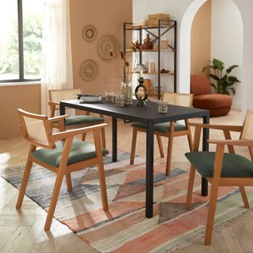 Zwarte stalen eettafel, 4 personen Hiba