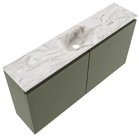 Mondiaz Ture DLux toiletmeubel 100cm army met wastafel glace midden zonder kraangat