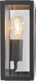 Industriële buiten wandlamp zwart met glas 25,5 cm IP44 - Rotterdam Modern, Landelijk E27 IP44 Buitenverlichting