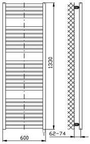 Sapho Tondi elektrische radiator wit 60x133cm 600W