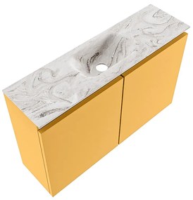 Mondiaz Ture DLux toiletmeubel 80cm ocher met wastafel glace midden met kraangat