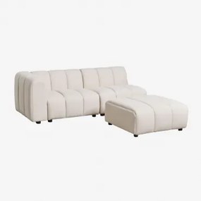 Linker Hoekmodulaire Bank Van 2 Delen En Poef In Bouclé Stof Eliot Bouclé Crèmebeige - Sklum