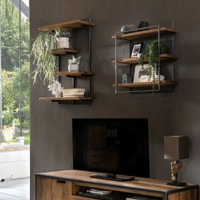 Wandrek Van Hout En Metaal 60x60 Cm - 60x22x60cm.