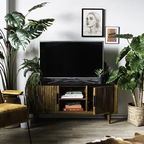 Eleonora Carter Retro Tv-meubel Mangohout Marmer 125 Cm - 125x41x56cm.