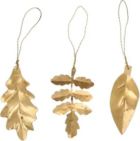 Hangers, brass, blaadjes, set van 3