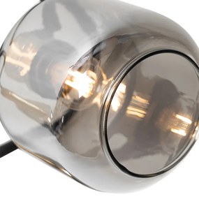 PlafondSpot / Opbouwspot / Plafondspot zwart met smoke glas rond 3-lichts - Zuzanna Modern E14 Binnenverlichting Lamp