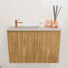 Mondiaz Joya DLux 60cm toiletmeubel oak met wastafel faye links 1 kraangat opalo
