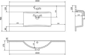 Mexen Atena inbouw wastafel 101 x 46 cm, wit - 25011000