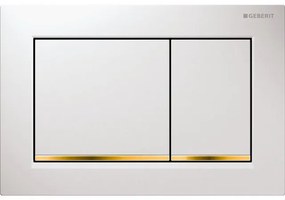 Geberit Omega30 bedieningplaat met frontbediening voor toilet 21.2x14.2cm wit / goud / wit 115080KK1