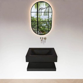 Zaro Alan badmeubel 60cm met planchet urban en vrijhangende wastafel cloud midden zonder kraangat urban