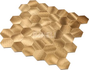 Zelfklevend Mozaïek Hexagon Goud Brons - 30.5 cm x 30.5 cm x 0.4 cm | 0.5 kg | Paneli zelfklevende steenstrips
