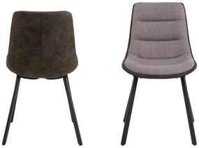IDA Lichtgrijs Taupe / Bruin Antraciet (stof Basel 34/Preston 96) - MODERNE GESTOFFEERDE STOEL VOOR WOONKAMER/EETKAMER LOFT
