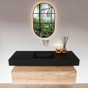 Zaro Alan badmeubel 130cm washed oak 1 lade met vrijhangende wastafel cloud midden zonder kraangat urban