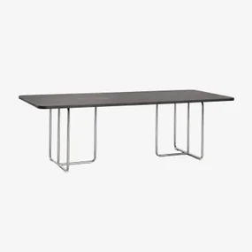 Rechthoekige Eettafel In Mdf En Roestvrij Staal Tento Zwart Essenfineer & 240 X 100 Cm - Sklum