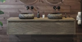 Gliss Design Ares badmeubel 160cm 2 lades castle brown met rivierstenen waskommen