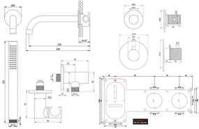 Brauer Copper Carving inbouw badkraan met staafhanddouche geborsteld koper PVD