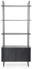 Eleonora James Smalle Stellingkast Zwart Mangohout - 96x46x210cm.