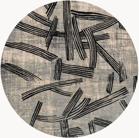 Rond jacquard in- & outdoor vloerkleed Kanji, wasbaar