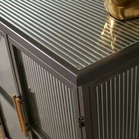 Kare Design Gomera Dressoir Zwart Met Ribbelglas - 120x35x75cm.