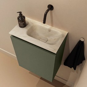 Mondiaz Ture DLux toiletmeubel 40cm army met wastafel ostra rechts zonder kraangat