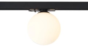 Moderne plafondlamp zwart met wit glas voor railsysteem 1-fase - Iconic Perle