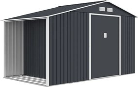 Skagen metalen gereedschapshuis met houtopslag 3,4 x 1,9 m Store Boss antraciet