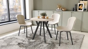 ALMO 80 Beige (Champagne) / zwarte poten – ronde tafel met Y-poten, loft/industrieel voor keuken, woonkamer en eetkamer