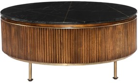 Goossens Excellent Salontafel Ensemble rond, hout mango bruin, stijlvol landelijk, 95 x 43 x 95 cm