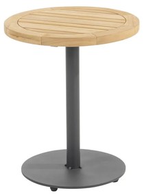 4 Seasons Outdoor Volta bijzettafel antraciet met teak blad Ø 45 cm (H 55 cm)  Bijzettafel    houtkleur weerbestendig