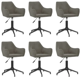 vidaXL Eetkamerstoelen draaibaar 6 st fluweel donkergrijs